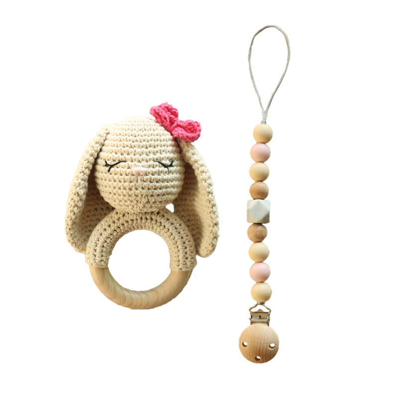 DIY Baby Handmade Wool Crochet Rabbit Rattle Toy Pi-Mart