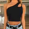 Glamaker One-Shoulder Drawstring Crop Top - Sexy Bodycon - SJB-DIAMOND ELITES