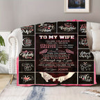 Personalized Romantic Love Message Flannel Throw Blanket for Wife - Soft, Cozy, All-Season Lodge Style with Knitted Polyester, Digital Print Character Theme, Special Feature Love Statements, 200-250g Lootquake LLC
