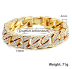 Miami Curb Cuban Chain Bracelet For Men Gold Pi-Mart