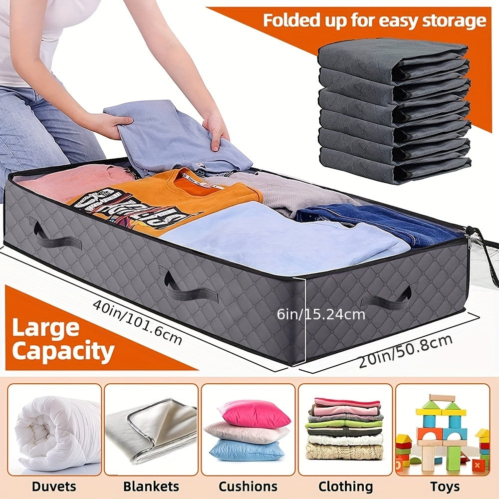 [Under Bed Storage] 90L Under Bed Storage Containers | Toy Organizers and Wrapping Paper Storage Bags with Clear Window and Reinforced Handles for Blanket, Comforter, Bedding, Clothes
