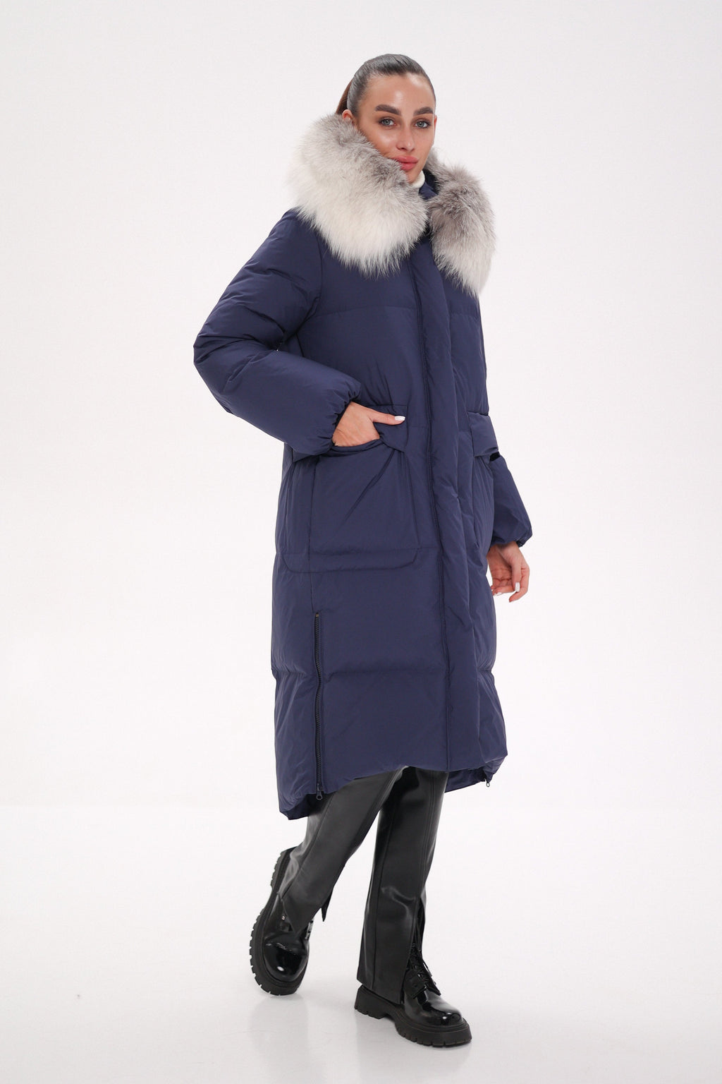 Genuine Silver Fox Down Fill Coat - SJB-DIAMOND ELITES