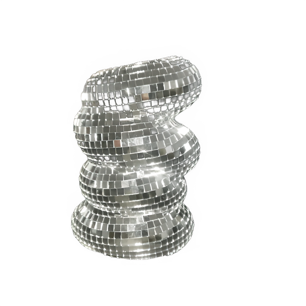 Small Sliver Disco Ball Vase Flower Planter Pot Table Decor Sculpture Table Centerpiece Home Decor Unique Housewarming Gift Pi-Mart