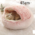 2 In 1 Dog And Cat Bed Pet Winter Bed Round Plush Warm Bed House Soft Long Plush Pets Bed Pi-Mart