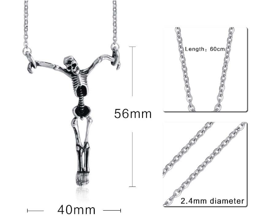 Crucifixion Skull Pendant Necklace Pi-Mart