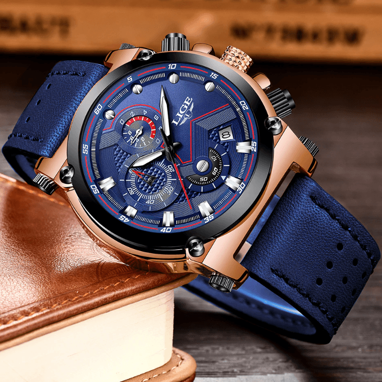 Men's Waterproof Modern Watch With Leather Belts, Stainless Steel Case Excellent Look Perfect Gift Stevvex