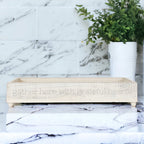Gather Wooden Tray Long Box Centerpiece 20x12 Rustic Handmade Planter Decorative Storage BandsCo Straps