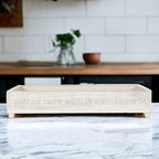 Gather Wooden Tray Long Box Centerpiece 20x12 Rustic Handmade Planter Decorative Storage BandsCo Straps