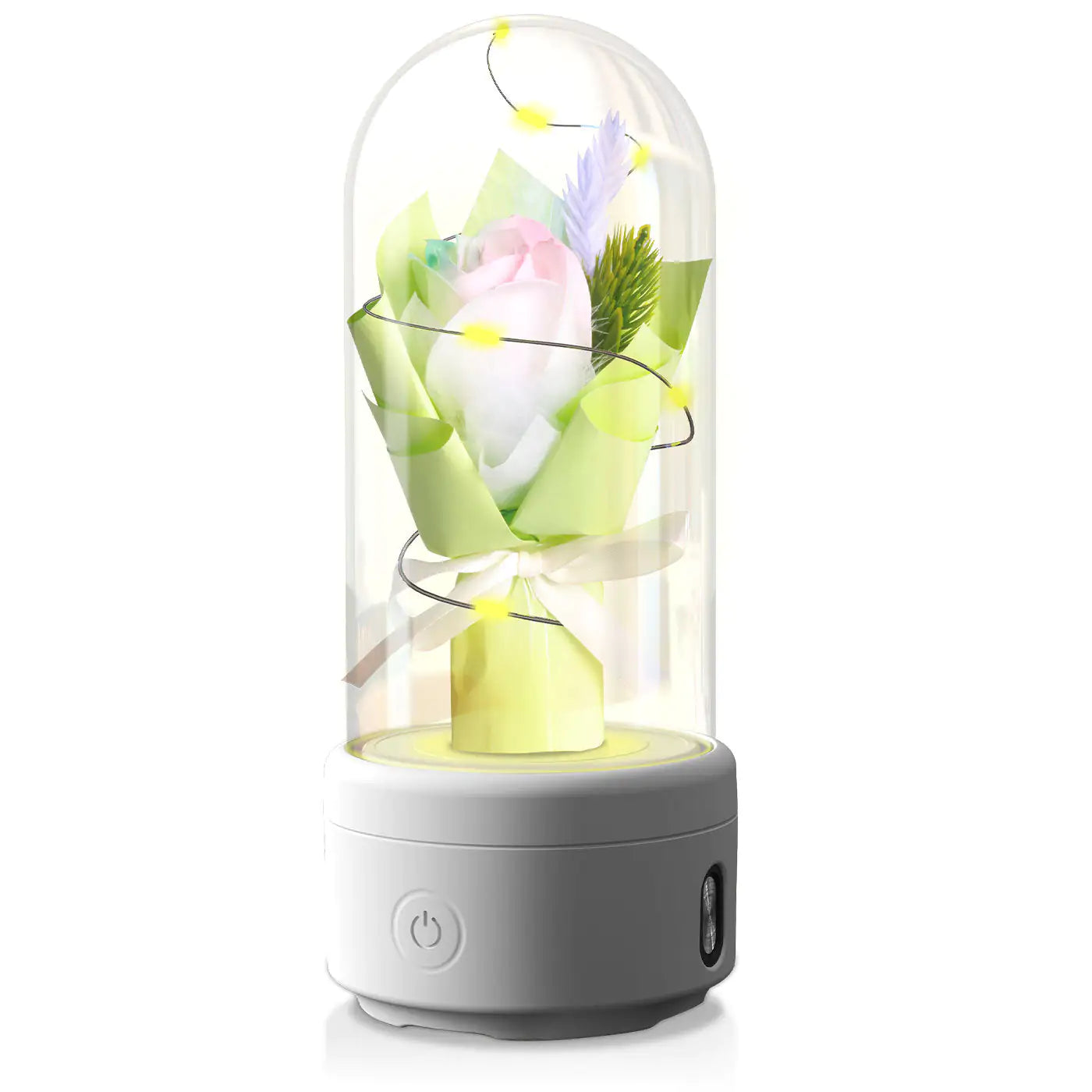 Creative 2 In 1 Bouquet LED Light And Bluetooth-compatible Speaker Mother's Day Gift Rose Luminous Night Light Ornament In Glass Cover Pi-Mart
