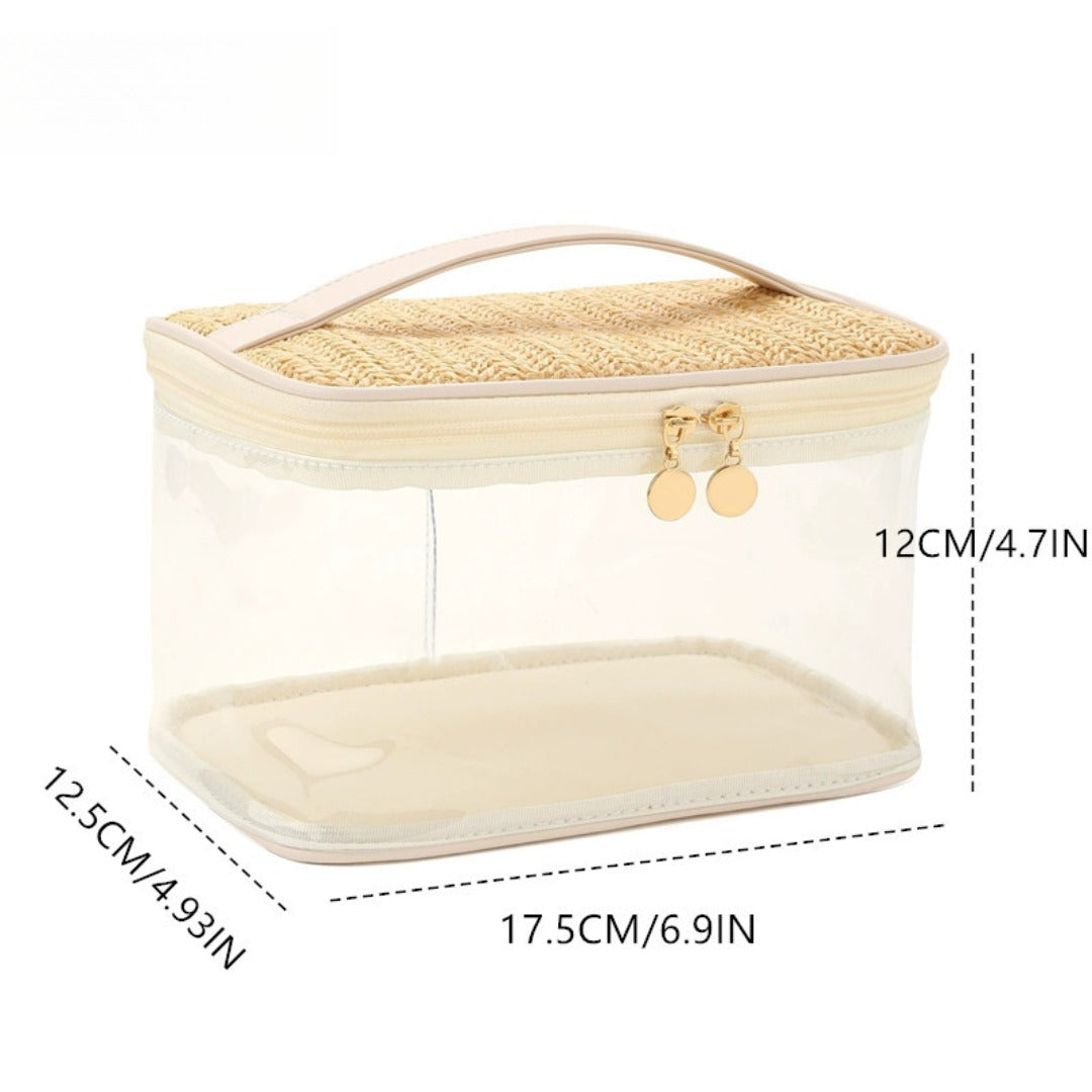 Large capacity PVC straw makeup bag for women,Portable travel toiletry bags, cosmetics portable storage bags, lightweight makeup bags, - SJB-DIAMOND ELITES
