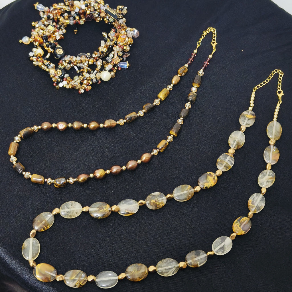 Handmade Premium Crystal Necklace |  Artisan Woven Jewelry with Alloy Accents  | Elegant Sparkling Statement Necklace for Women (MAC344)