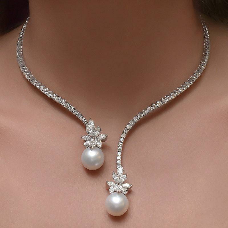 Vintage Pearl Zircon Fashion Necklace Pi-Mart