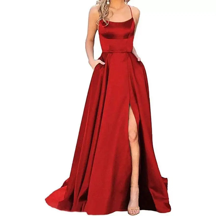 Solid Color Long Slimming And Shoulder Hollow Girlfriends Fashion Bridesmaid Party Dress - SJB-DIAMOND ELITES