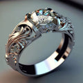 Personality Fashion Accessories Vintage Flower Shape Diamond Ring