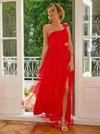 Cutout Slit Single Shoulder Maxi Dress
