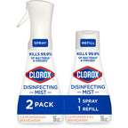 Clorox Disinfectant Mist, 1 Spray and 1 Refill, Lemongrass Mandarin, 16 fl oz, 2 Pack