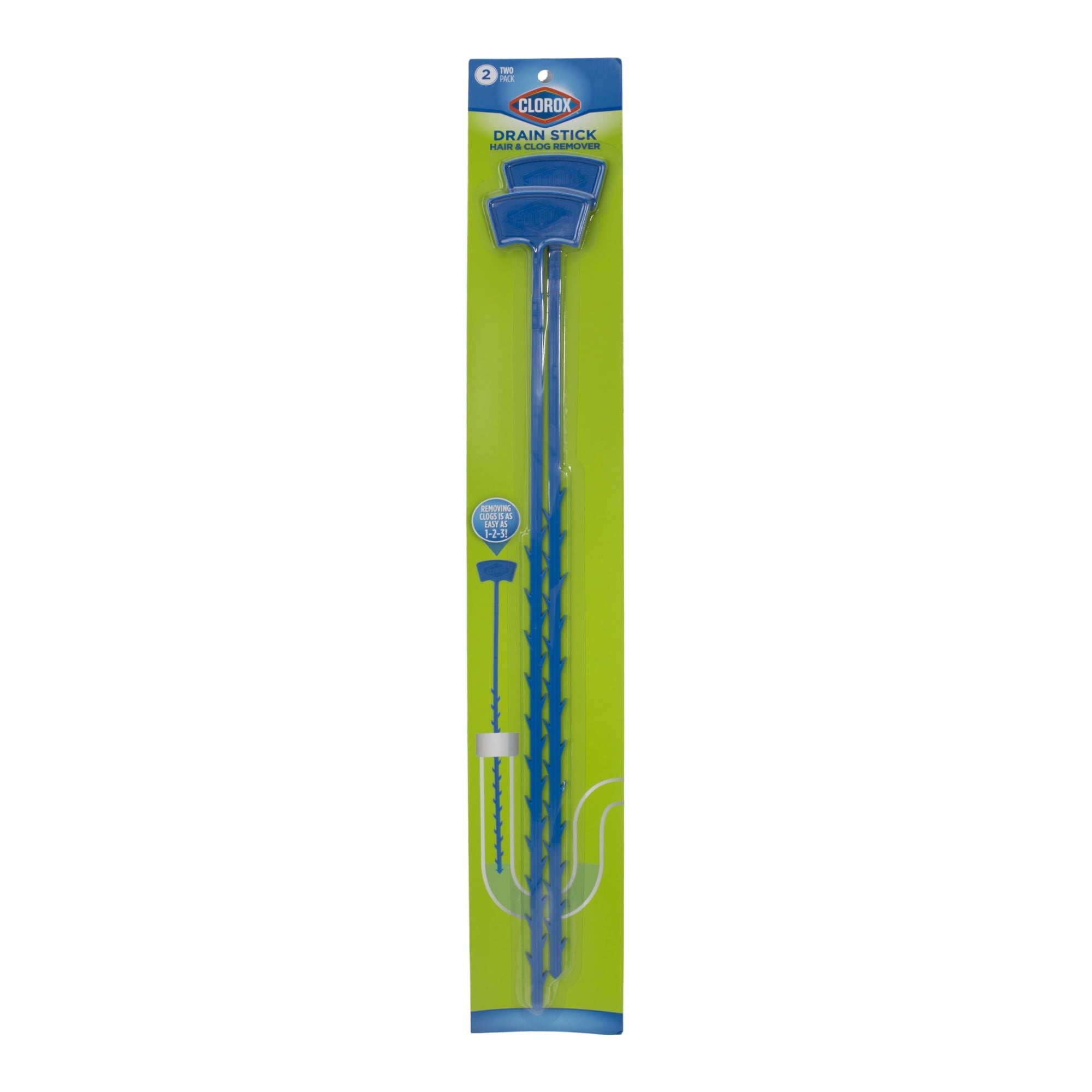 Clorox 20" Drain Cleaner Sticks for Hair and Drain Clogs, Blue, Pack of 2 EasyOptionXY LLC
