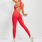Zippered Yoga Fitness Jumpsuit Sleeveless Tummy Control Stretch Shapewear Butt Lifting Sportswear Women Fashion Outfits Clothing Pi-Mart