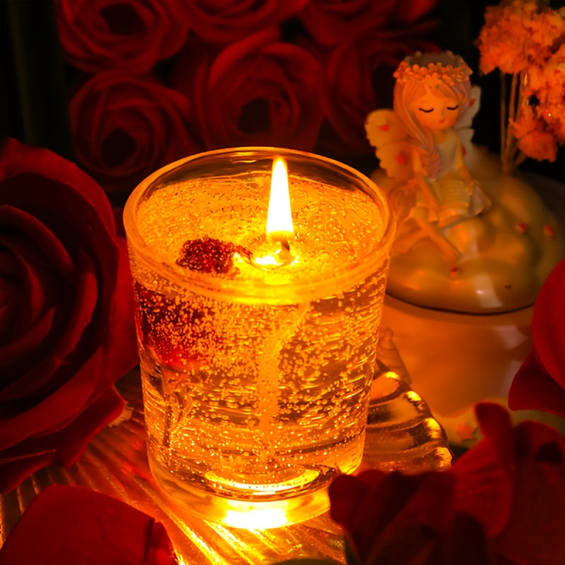 Rose Jelly Scented Candle for Aromatherapy, Romantic Atmosphere - Ideal for Birthdays, Valentine's Day, Anniversaries, Thanksgiving, Christmas - 1pc, Soy Wax in Glass Jar Lootquake LLC