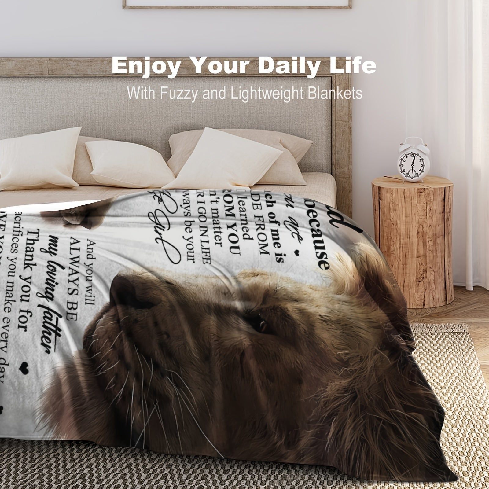 1pc Cozy Flannel Blanket, Car Interior Blanket- To My Dad, Love, Your Daughter, Lion Theme, All-Season Softness For Sofa, Couch, Office, Camping, Bed, Travel, And Living Room, Gifts For Friends, Besties, Sisters, Family, Birt