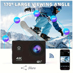 Action Camera 4K30fps with 32G Memory Card, HD Camera 131ft Underwater Cameras 20MP Pre-recording WiFi Camera 170° Remote Control Sports Cameras with Helmet Mount Accessories Kits, The Ideal Gift for Friends And Family Lootquake LLC
