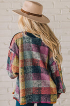 Multicolor Brushed Checked Western Buttoned Jacket Lootquake LLC