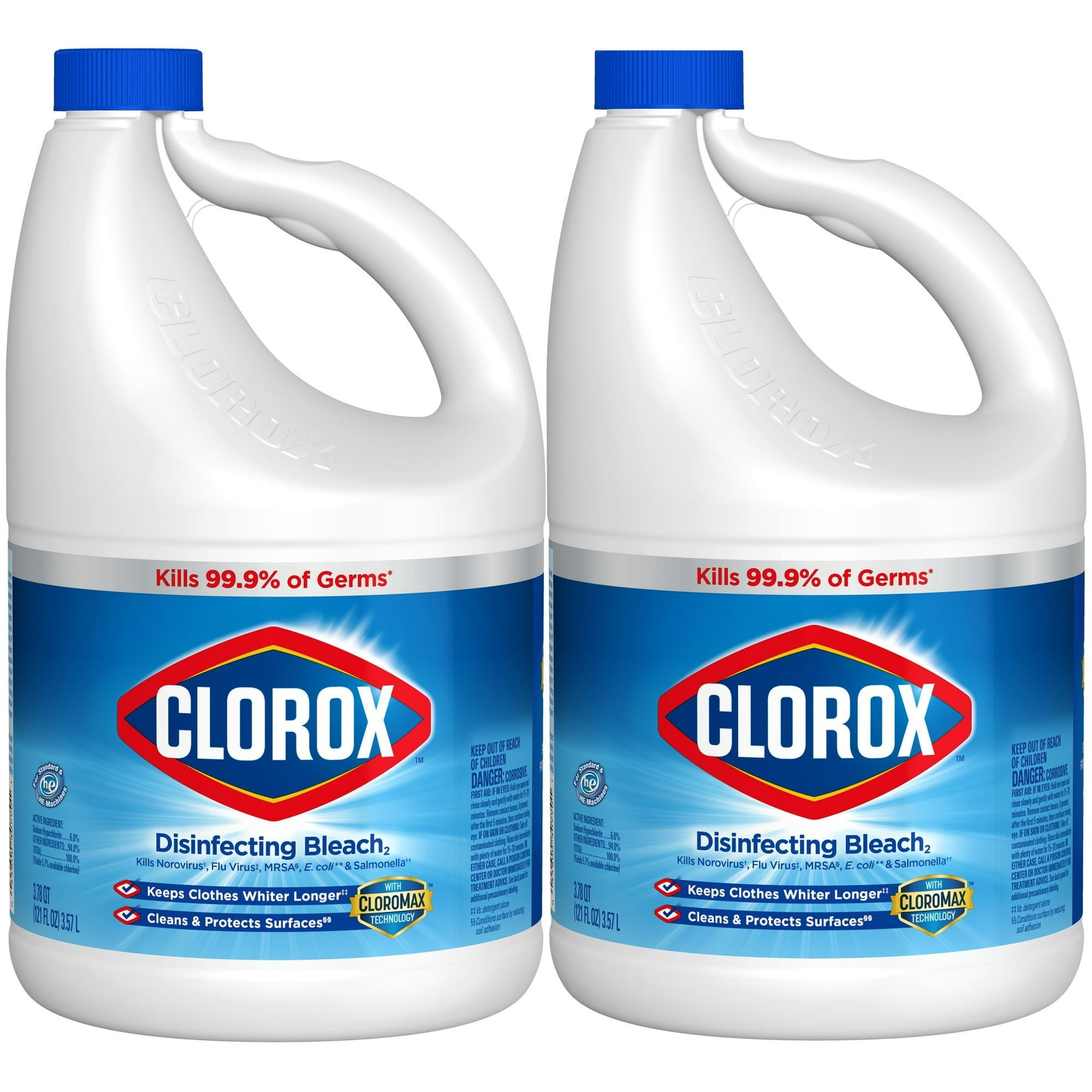 Clorox Regular Liquid Bleach, 121 oz Bottle, 2 ct - SJB-DIAMOND ELITES