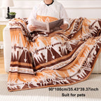 1pc Southwest Native American Flannel Polyester Throw Double-side Printed Blanket, Aztec Geometry Pattern Travel Couch Bed Blanket Plush Soft Lightweight Blanket For All Season Lootquake LLC