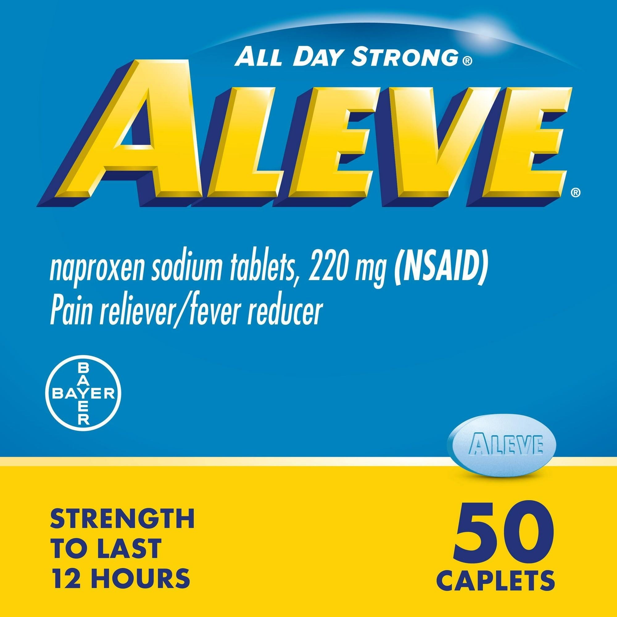 Aleve Caplets Naproxen Sodium Pain Reliever, 50 Count - SJB-DIAMOND ELITES