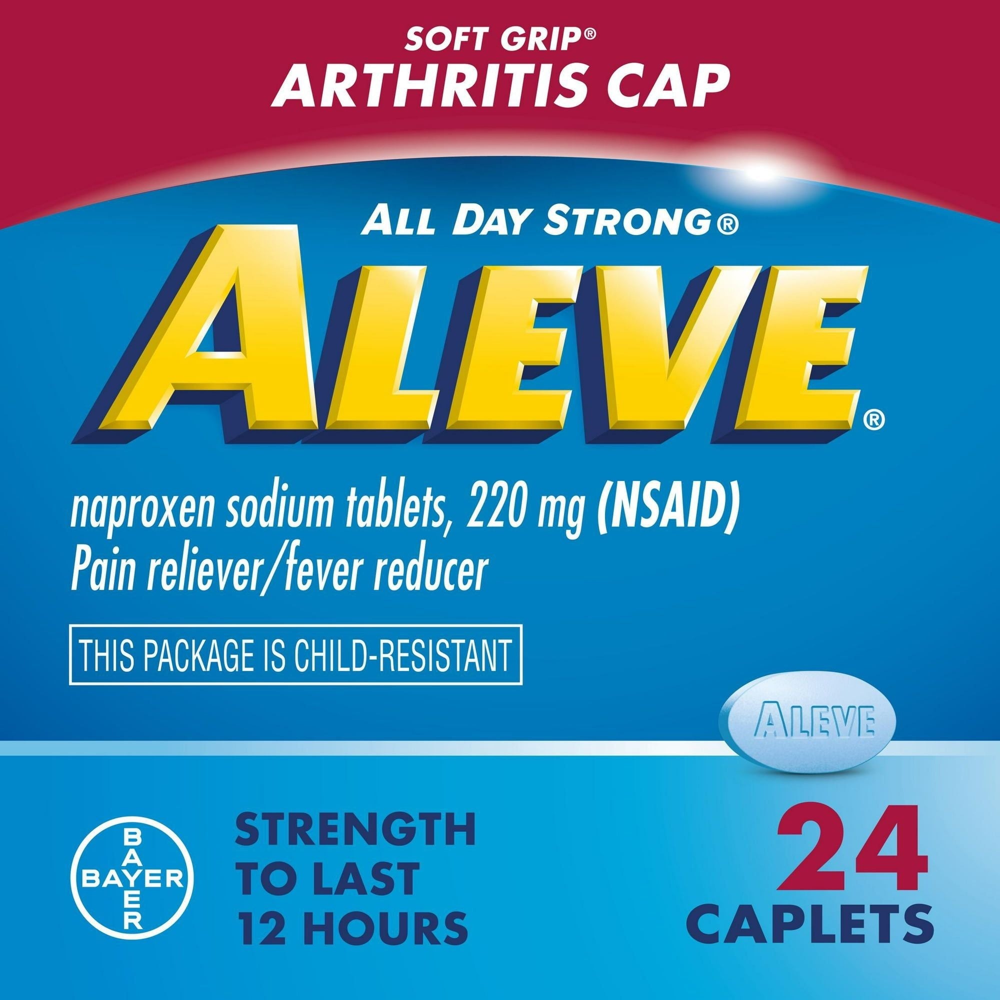 Aleve Caplets Soft Grip Arthritis Cap Naproxen Sodium Pain Reliever, 24 Count - SJB-DIAMOND ELITES
