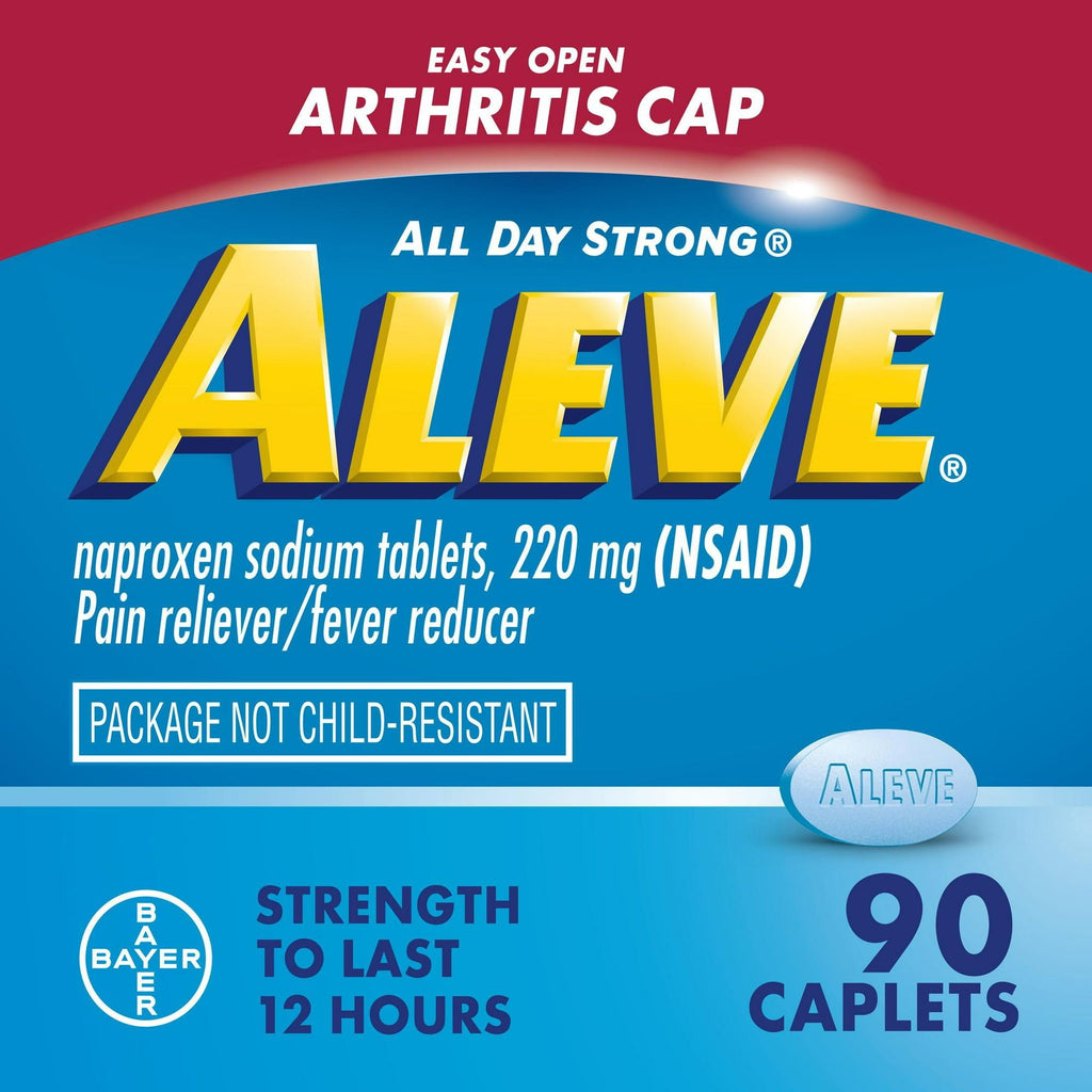 Aleve Caplets Easy Open Arthritis Cap Naproxen Sodium Pain Reliever, 90 Count - SJB-DIAMOND ELITES