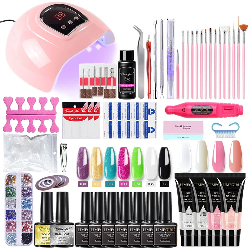 Poly nail Gel Kit With 54W UV Lamp Pi-Mart