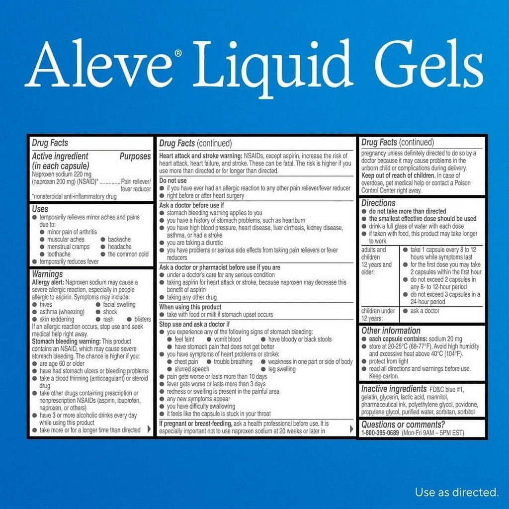 Aleve Liquid Gels Easy Open Arthritis Cap Naproxen Sodium Pain Reliever, 80 Count - SJB-DIAMOND ELITES