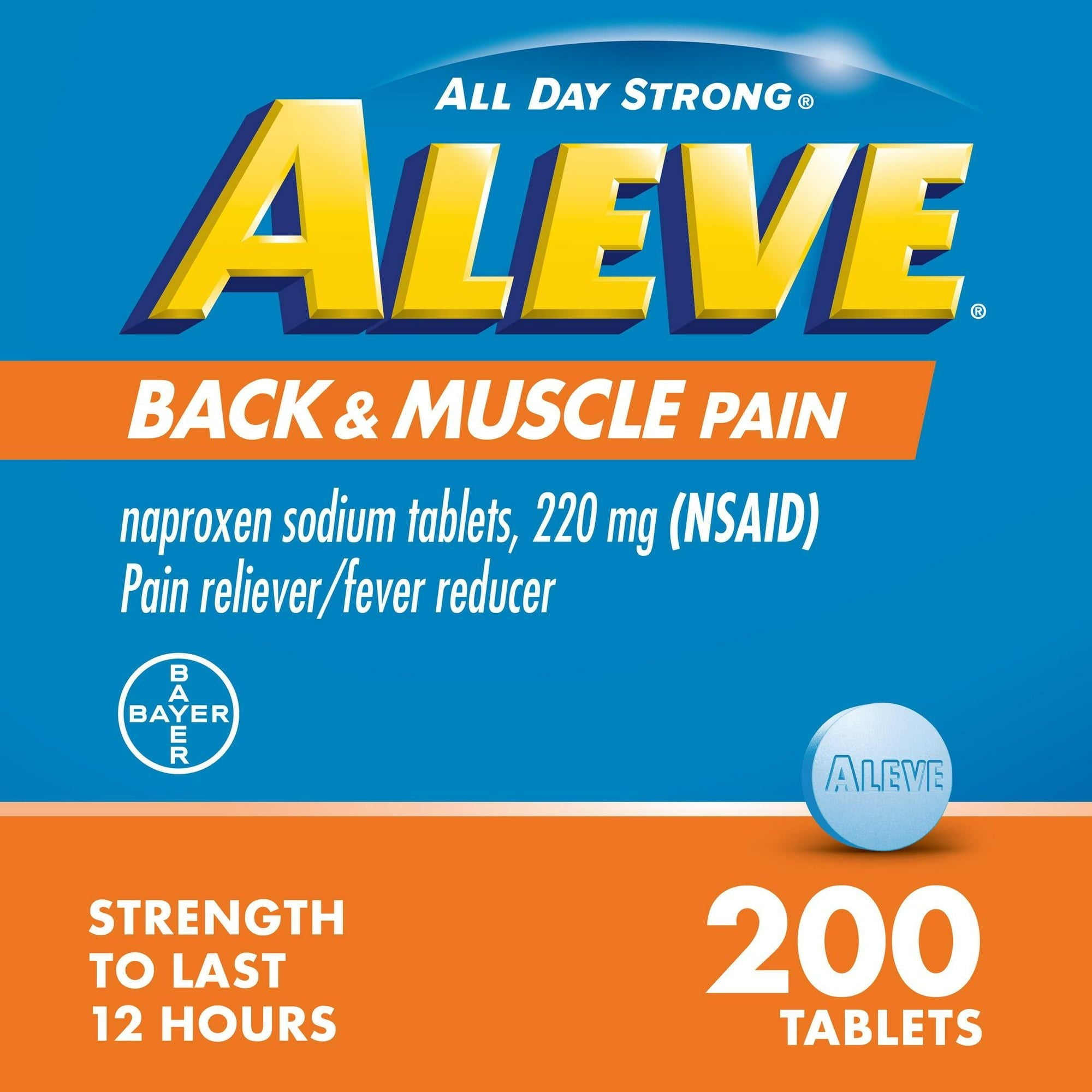 Aleve Back & Muscle Pain Reliever Naproxen Sodium Tablets, 200 Count - SJB-DIAMOND ELITES