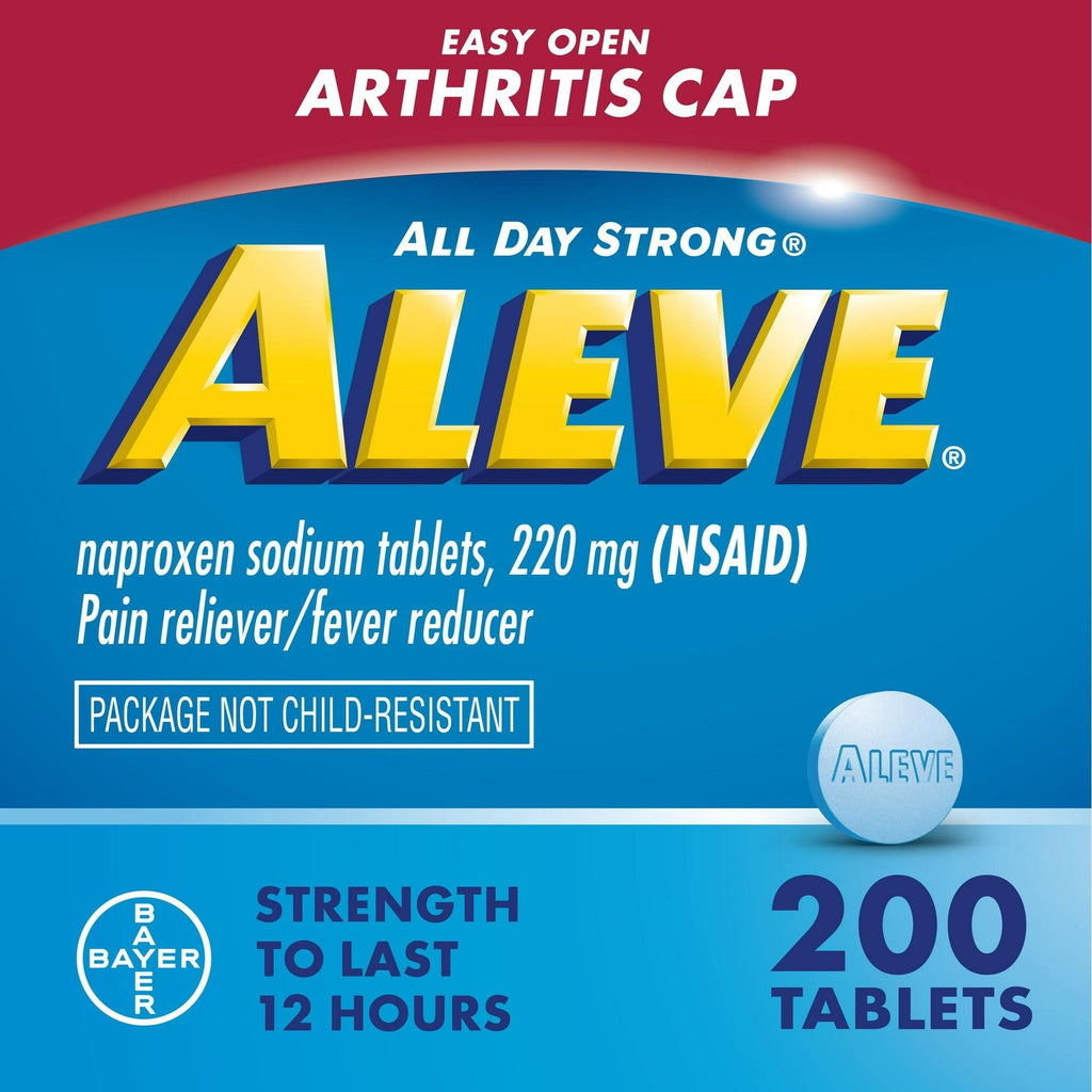 Aleve Tablets Easy Open Arthritis Cap Naproxen Sodium Pain Reliever, 200 Count - SJB-DIAMOND ELITES