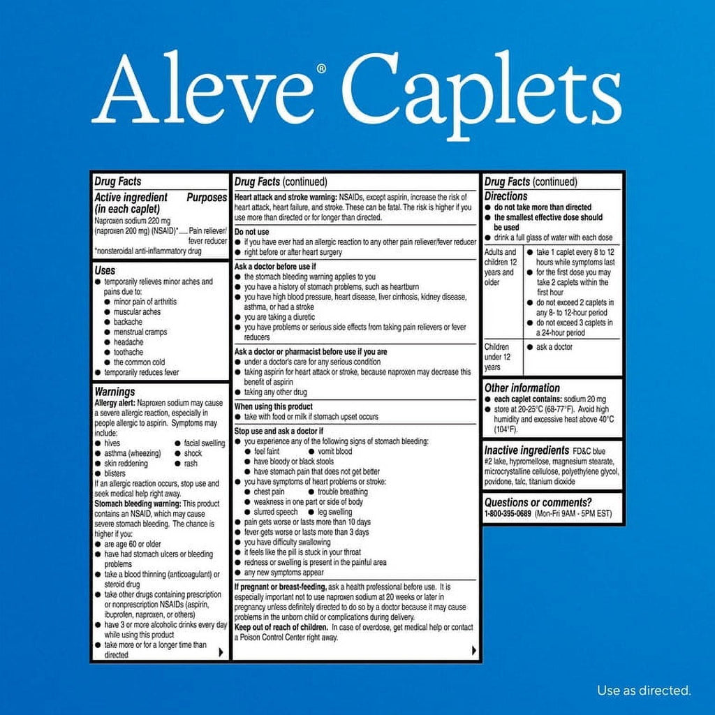 Aleve Caplets Naproxen Sodium Pain Reliever, 24 Count - SJB-DIAMOND ELITES
