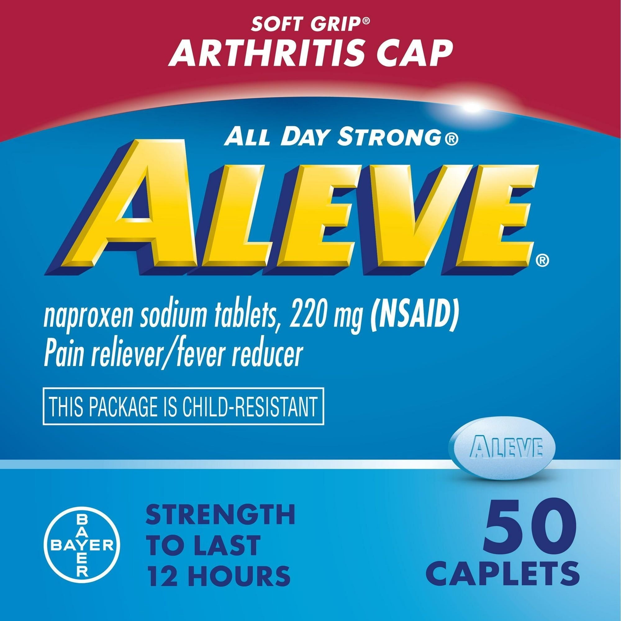 Aleve Caplets Soft Grip Arthritis Cap Naproxen Sodium Pain Reliever, 50 Count - SJB-DIAMOND ELITES