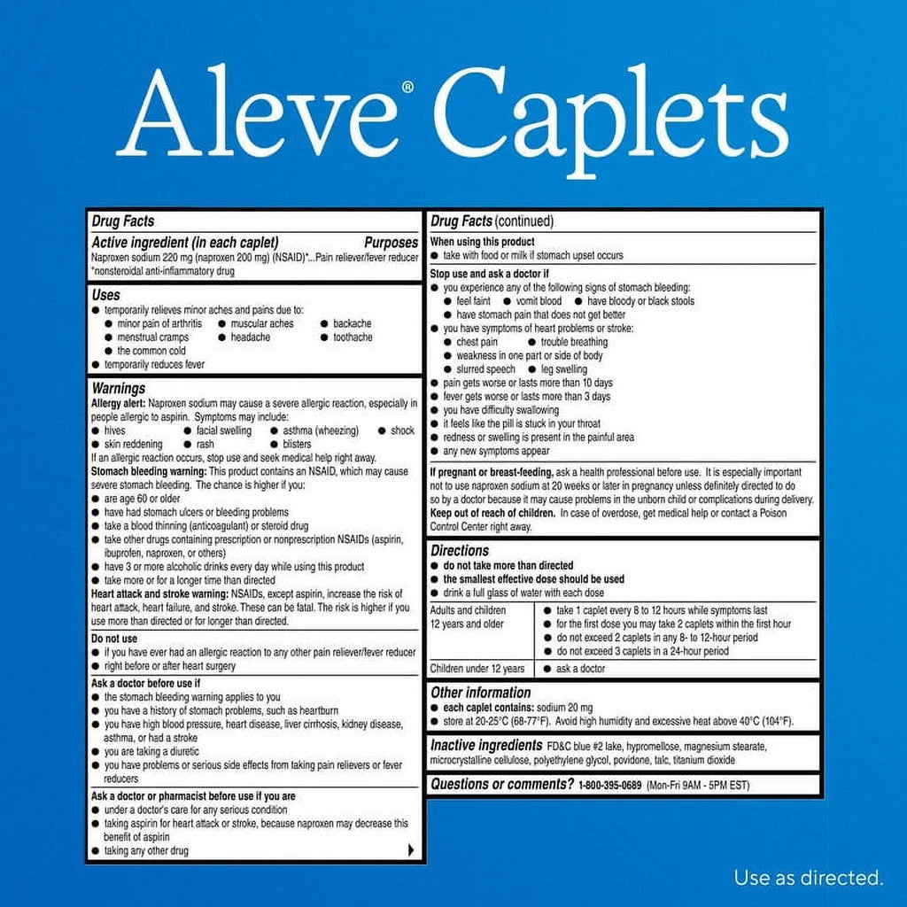 Aleve Caplets Soft Grip Arthritis Cap Naproxen Sodium Pain Reliever, 50 Count - SJB-DIAMOND ELITES