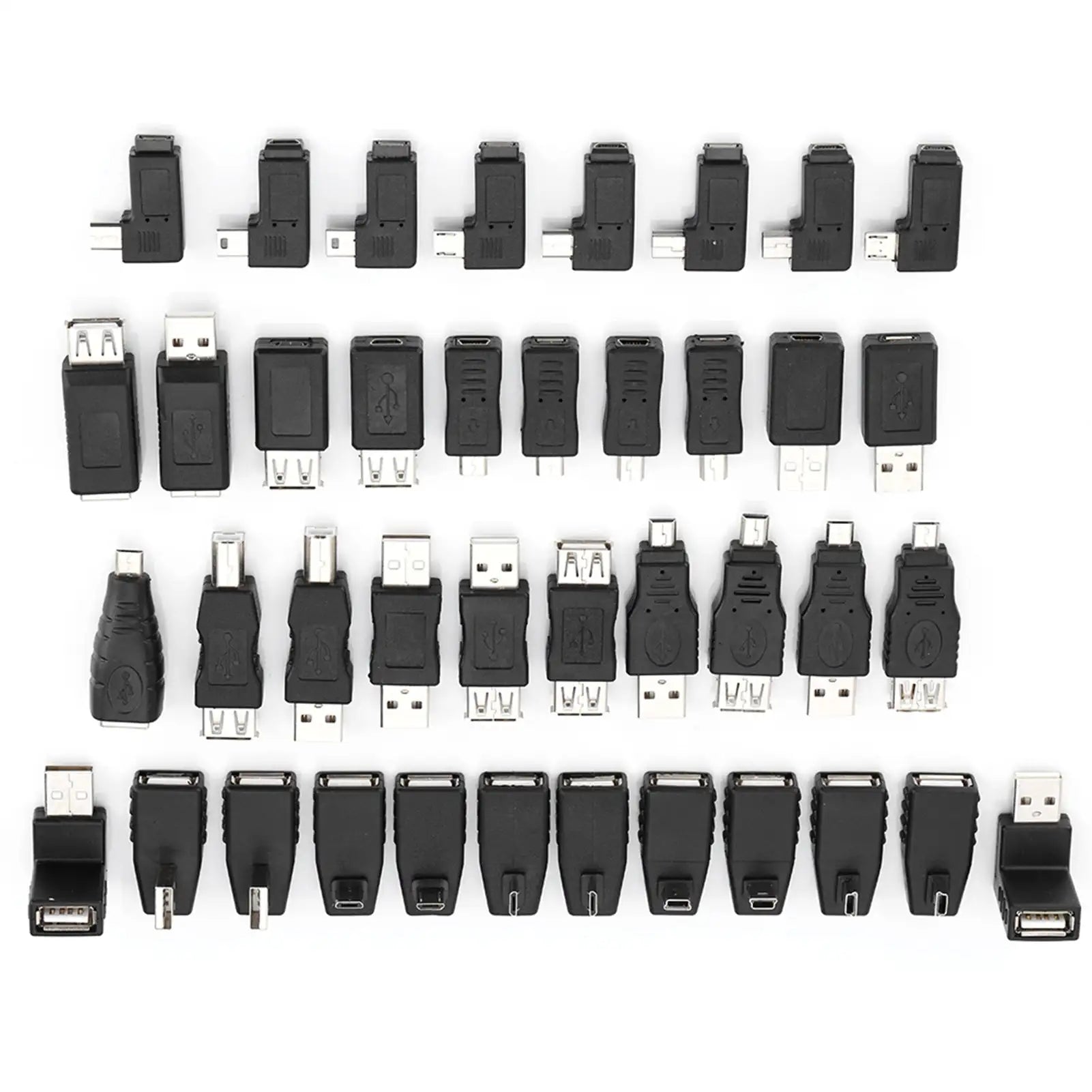 Pack of 40 Multiple USB2.0 Adapters Angled Mini Micro Type B Male Female Converters Connectors - SJB-DIAMOND ELITES