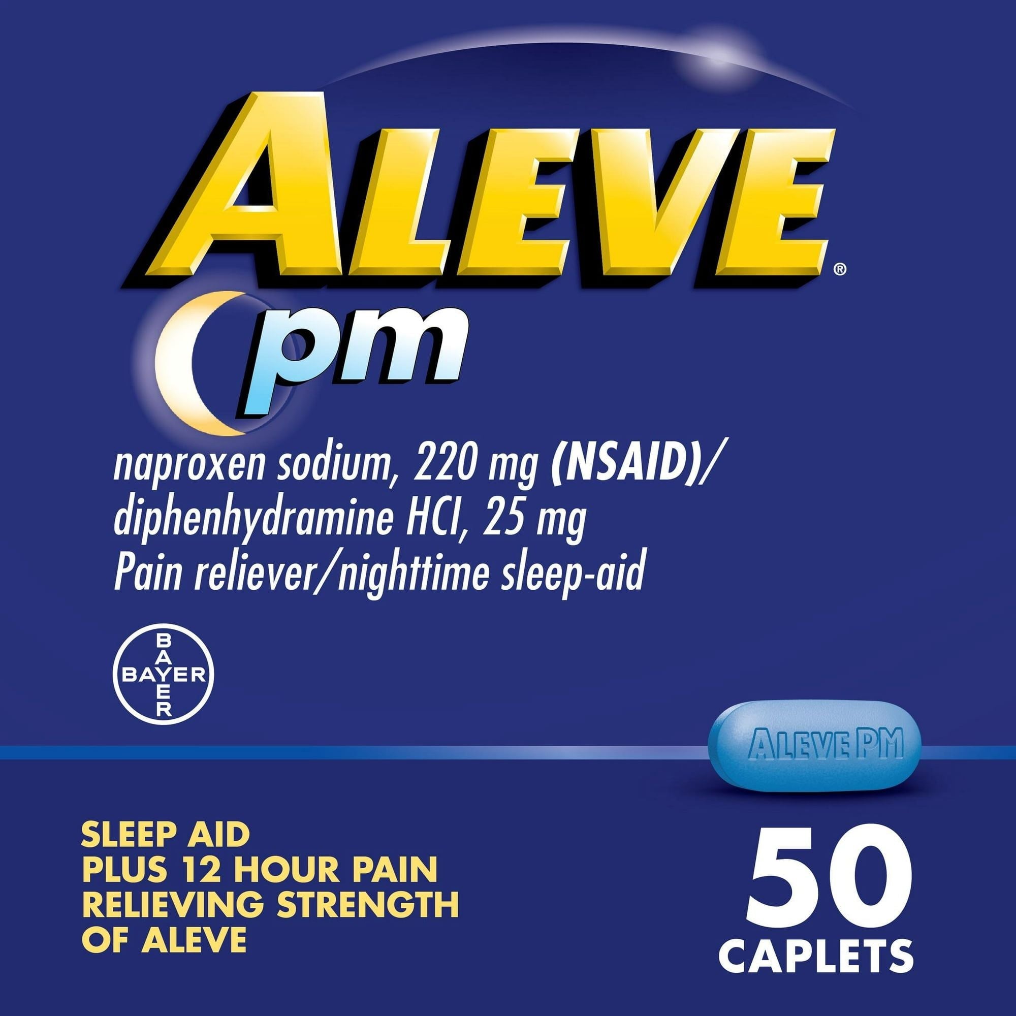 Aleve PM Pain Reliever & Nighttime Sleep Aid Caplets, 50 Count - SJB-DIAMOND ELITES