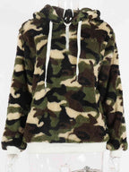 Printed Drawstring Long Sleeve Hoodie Pi-Mart