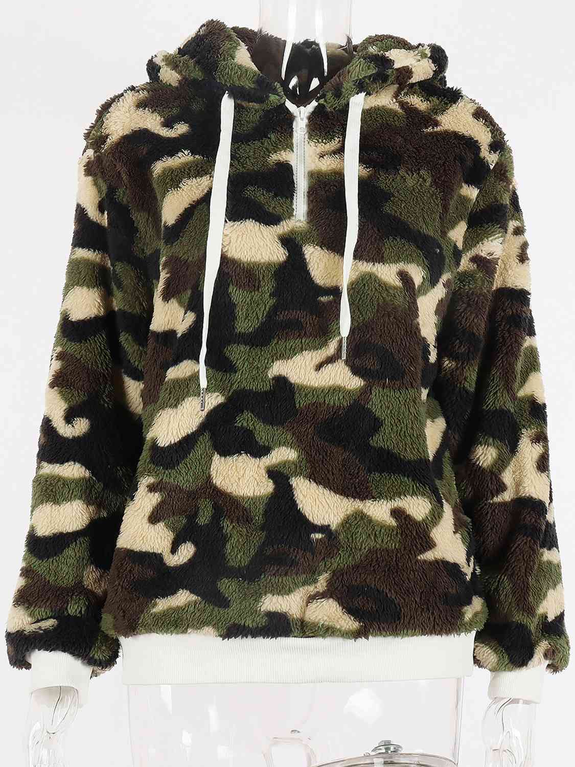 Printed Drawstring Long Sleeve Hoodie Pi-Mart
