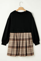 Vintage Plaid Round Neck Long Sleeve Mini Dress Cozy & Stylish Dress Retro Design Dress For Party Stevvex