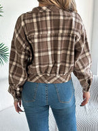 Classic Plaid Button Up Long Sleeve Jacket Women Cozy Trendy Everyday Wear Simple Jacket
