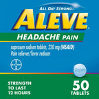 Aleve Headache Pain Reliever Naproxen Sodium Tablets, 50 Count EasyOptionXY LLC