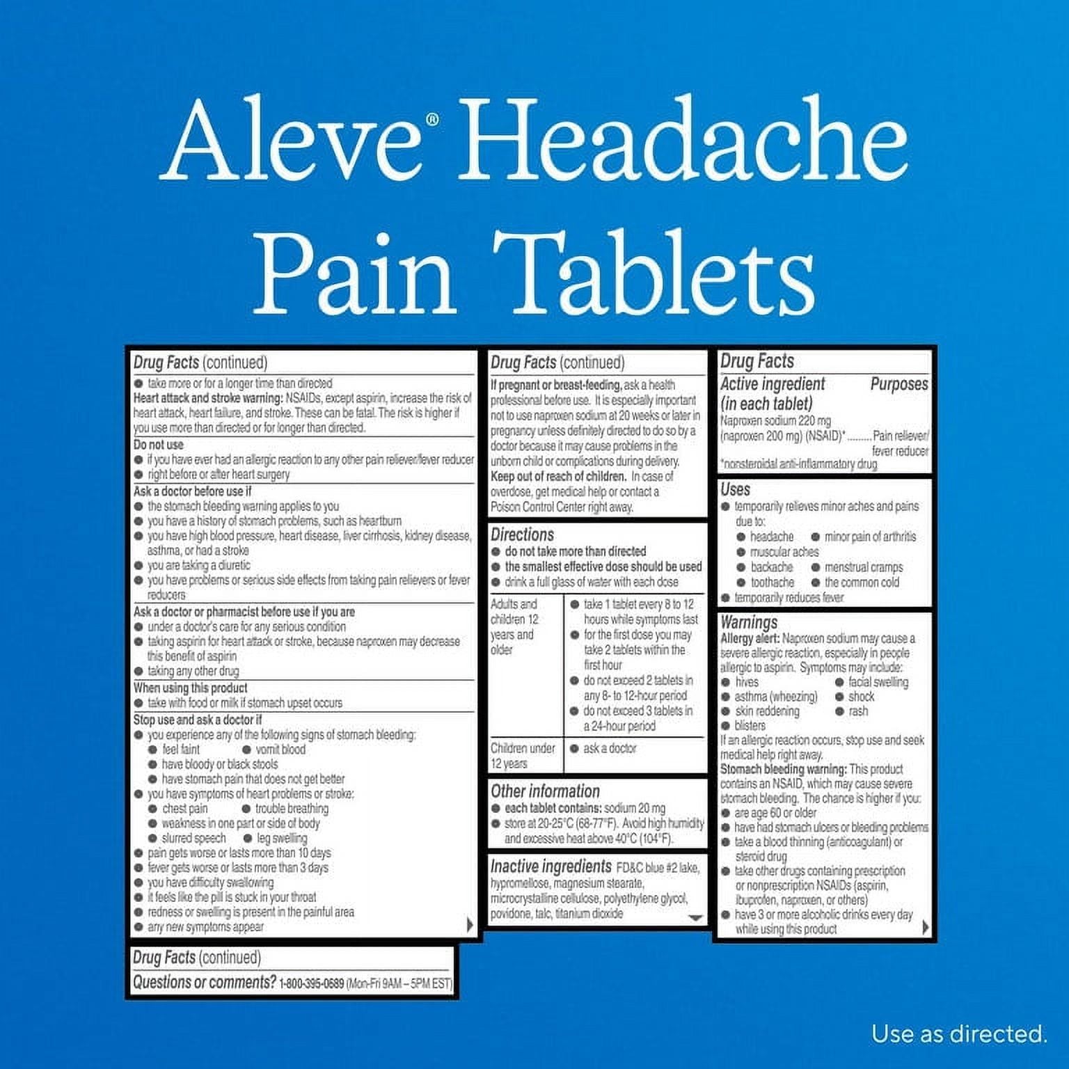 Aleve Headache Pain Reliever Naproxen Sodium Tablets, 50 Count EasyOptionXY LLC
