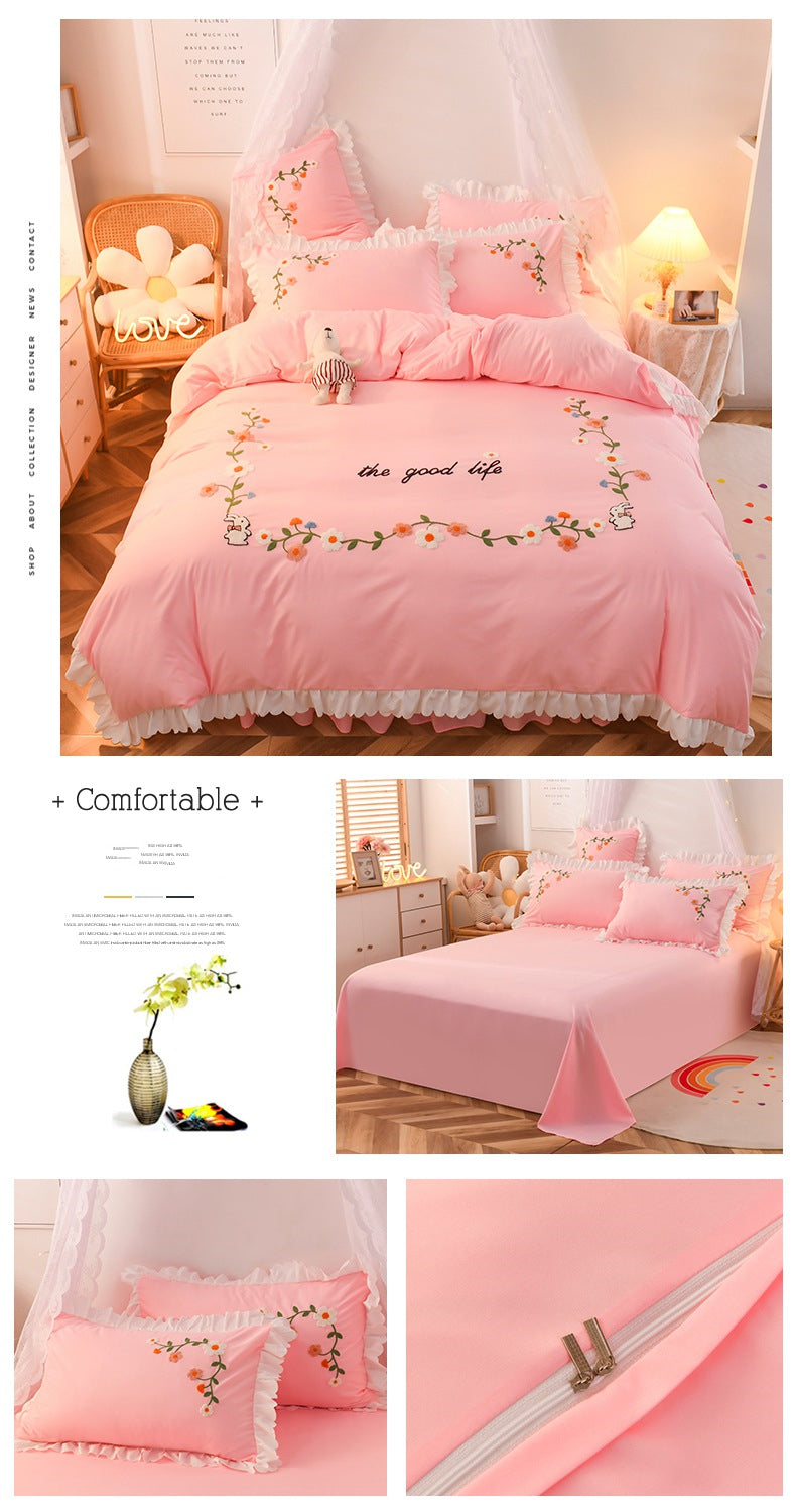 Three-piece Set On Single Bed With Wind Ruffled Duvet Cover Pi-Mart