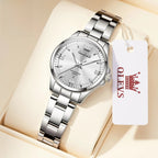 Women's Stainless Steel Watch Purple Dial Luminous Date