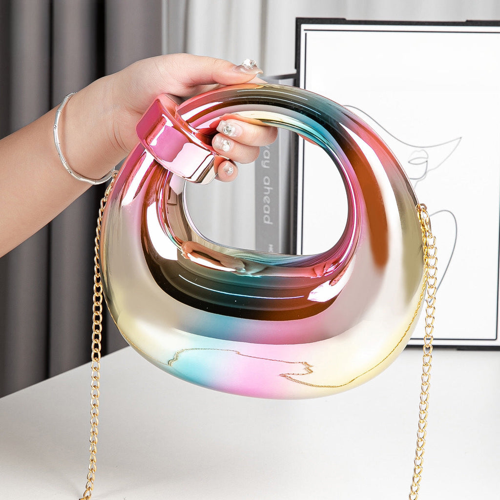 Acrylic gold box, goose egg shaped party purse, cloud shell evening clutch purse, messenger bag, clutch purse party, prom bag, party purse, prom bags clutch, Wedding purse - SJB-DIAMOND ELITES
