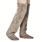 Fuzzy Thigh High Stockings, Warm Over-the-Knee Socks for Women, Solid Color Lootquake LLC